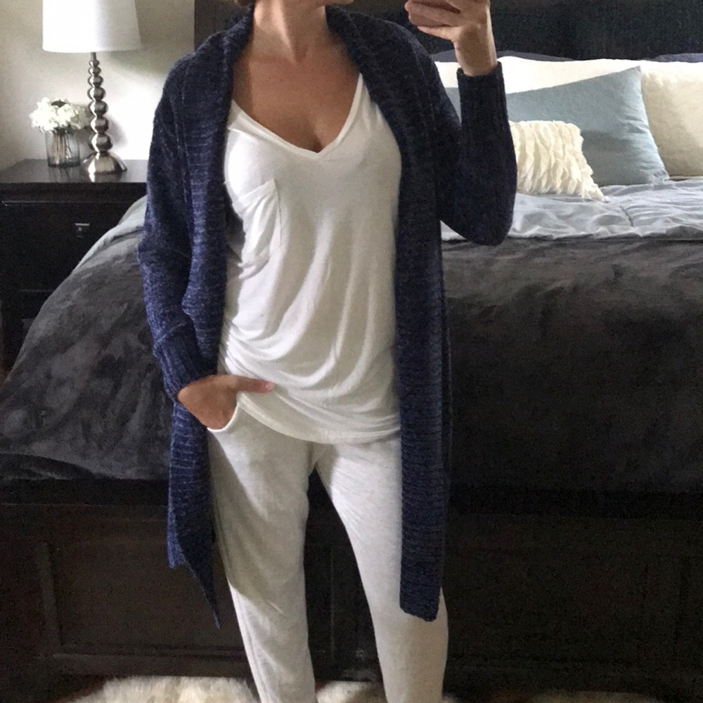 LAST Royal Blue Long super soft chenille cardigan - Picture 2 of 8